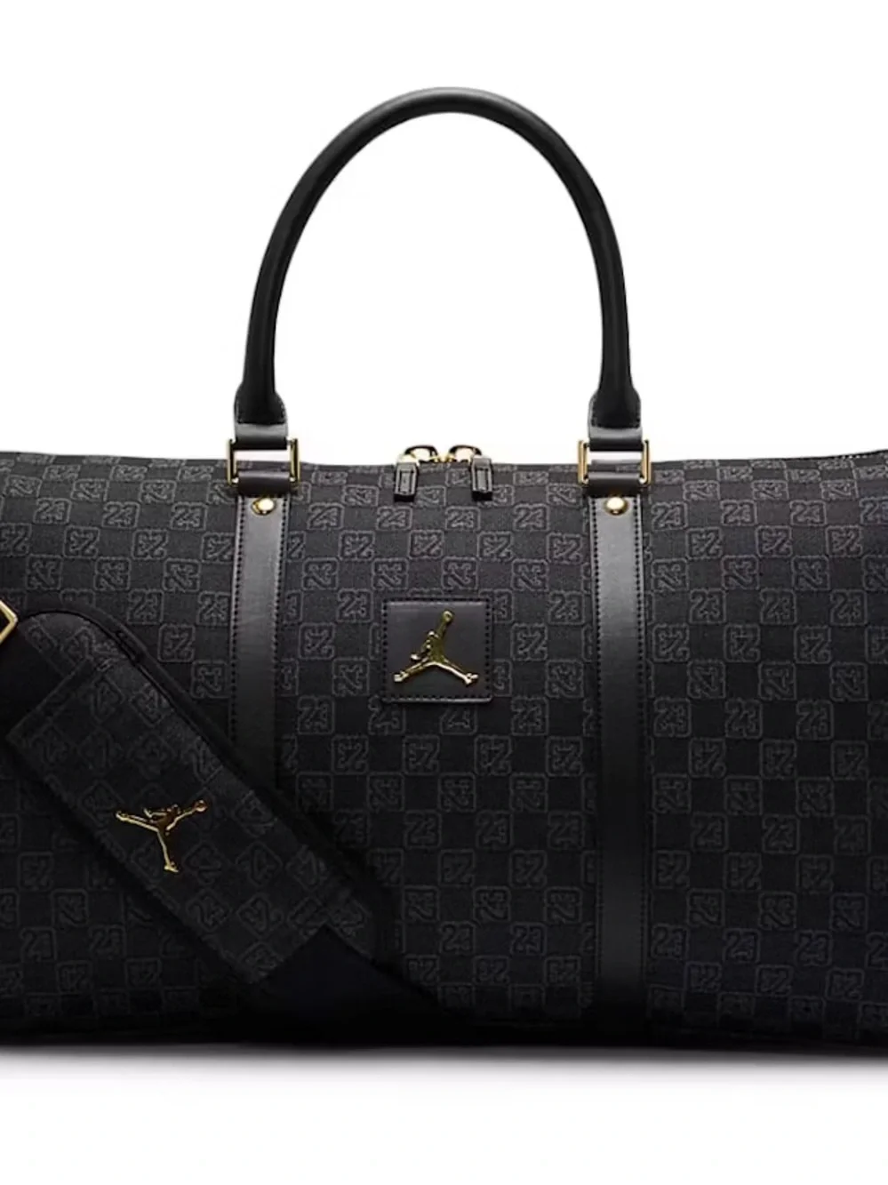 Jordan Black Monogram Duffel with Gold Accents